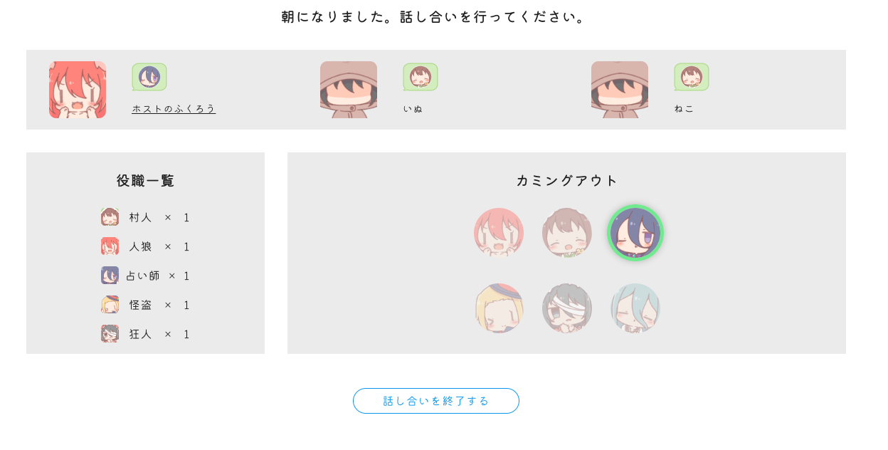 昼フェーズ（話し合い）